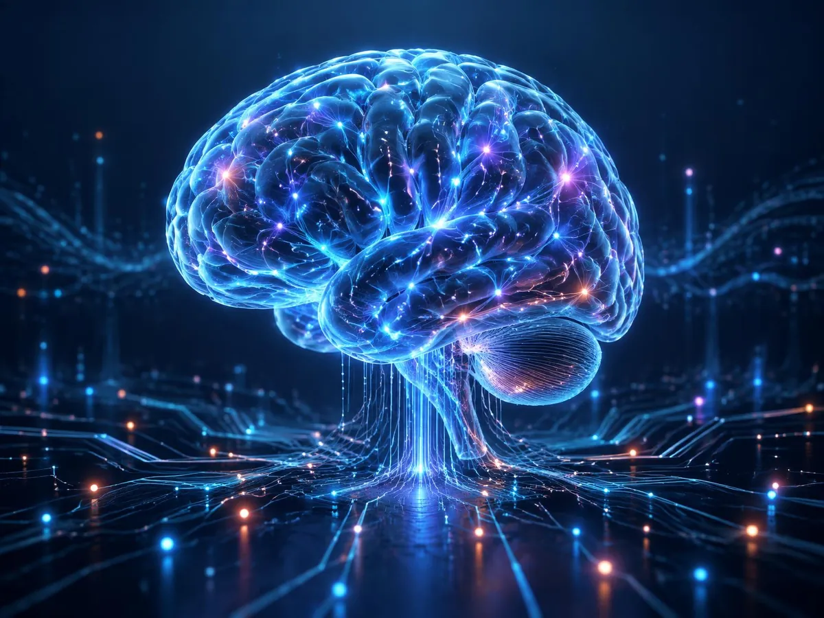 Luminous artificial intelligence brain connected by neural circuits