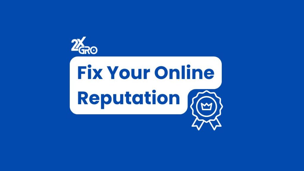 Illustration of a digital review board with positive and negative ratings, highlighting the text: 'Fix Your Online Reputation